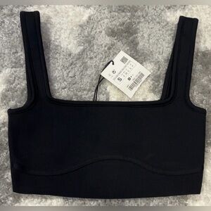 Zara Women's Crop Top Black Ribbed Size Small NWT
